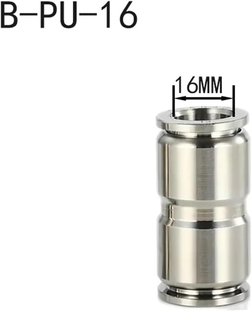 304 Pu Stainless Steel Metal Pneumatic Quick Connector Through 4 6 8 10 12 Mm Air Compressor Hose High Pressure Connector 1Pcs(B-PU-16)