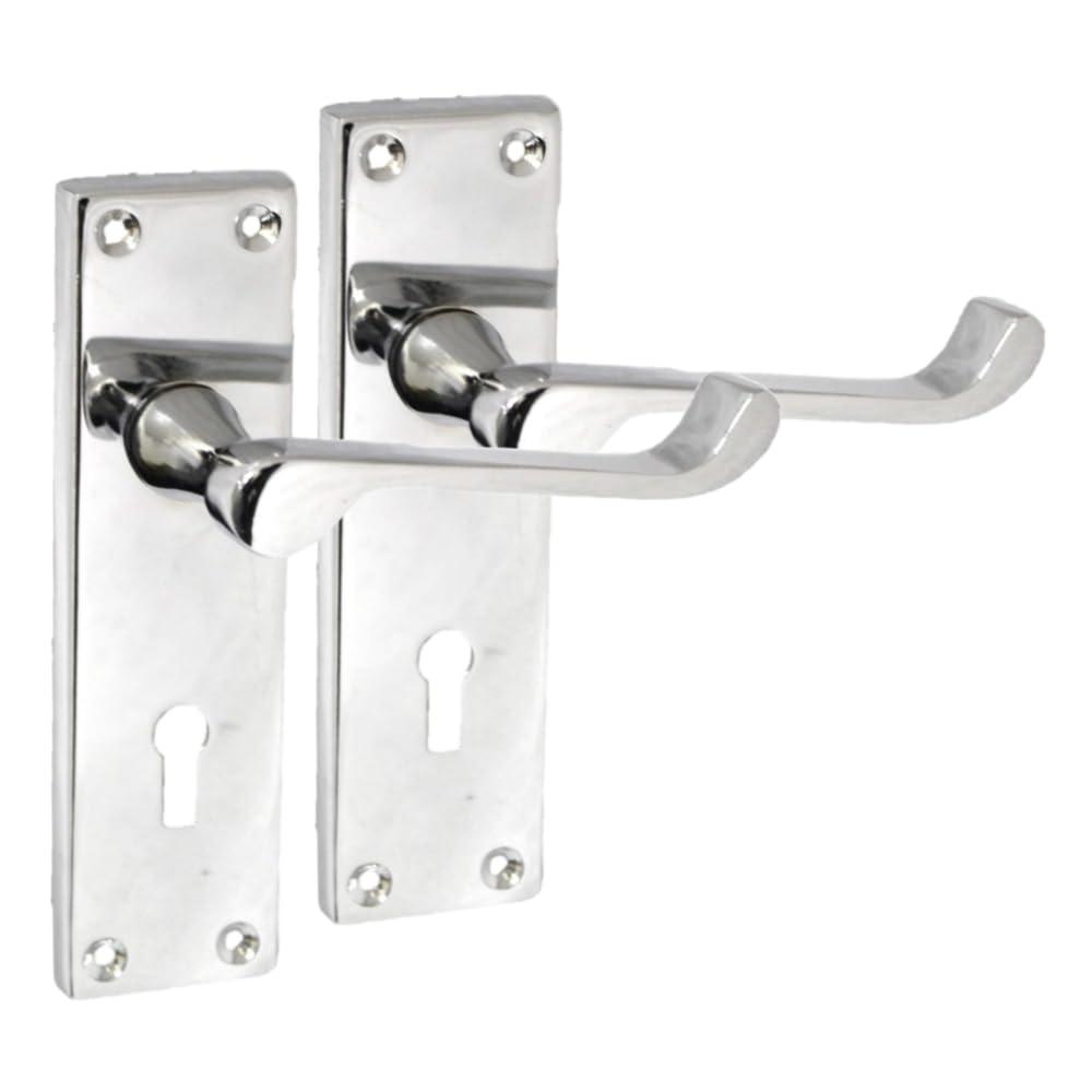 Haven Heritage Victorian Scroll Lever Door Handles on Plate – Classic Traditional Interior Handles – Lock & Bathroom Variants – Multiple Pack Sizes (Lock Version)