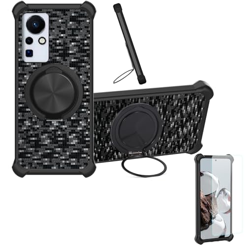 �Ή� Infinix Zero 5g �P�[�X Phone Case [1�� 9H+�d�x���� �K���X�t�B����][360°��]���X�^���h�A�}�O�l�b�g��]CX-11-HEI