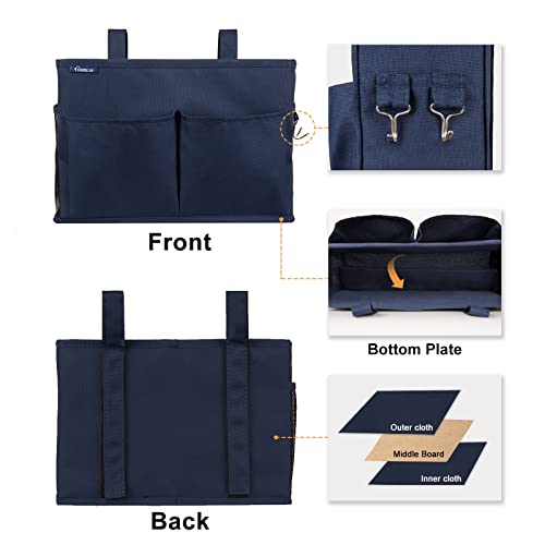 Image of Surblue Bedside Caddy Storage Hanging Organizer for Bunk and Hospital Dorm Rooms Beds Rails Blue