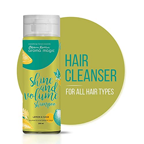 Image of Aroma Magic Shine & Volume Shampoo | Antifungal, Oil-Balancing, Boosts Shine & Texture | with Lemon & Sage Essential Oils | Vitamin A, C & D | All Hair Type | 200ml (Pack of 2)
