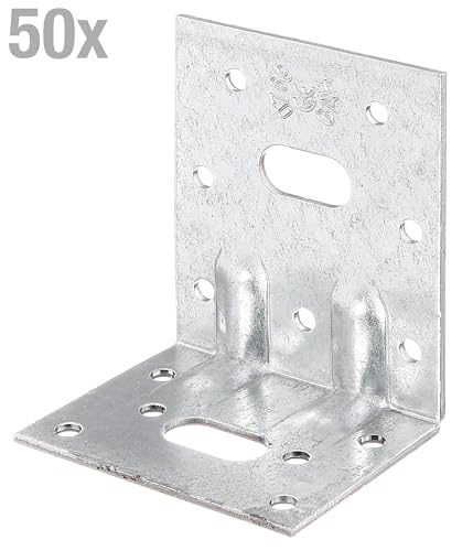 Gah-Alberts 335717 SL Angle Connector with Beads Sendzimir-Galvanised D x H x W 50 x 77 x 64 mm / 2 mm Thick 50 Pieces - Image 2