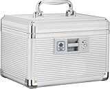 Lockbako Medicine Lock Box with Key, Alluminum Alloy Box for Medication,First aid kit with a Removeable Tray to Store Medicines & Pills for Home,Silver 10 * 6.89 * 6.89 Inch