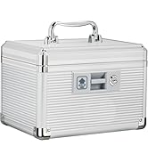 Lockbako Medicine Lock Box with Key, Alluminum Alloy Box for Medication,First aid kit with a Remo...
