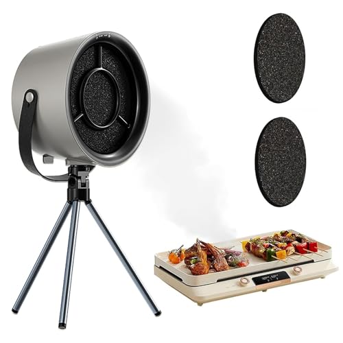 Portable Extractor Hood, Mini Desktop Cooker Hood, 3 Speed Adjustable Cooking Hood with 2 Changeable Filter, Strong Suction, USB Cooker Hood for Home Kitchen Fondue Hot Pot BBQ(Color:Black gray)
