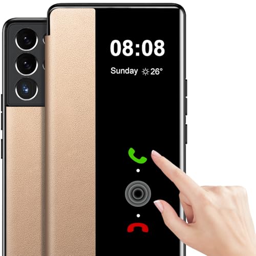 Étui S21 Ultra anti-rayures avec fenêtre de notification dorée