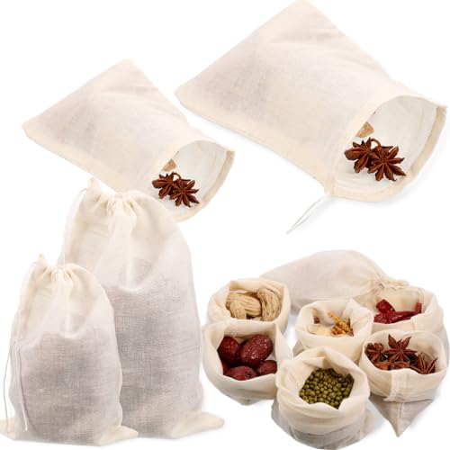 Boao 24 Pcs Cheesecloth Spice Bags for Cooking 3 x 4 Inch 5 x 6 Inch