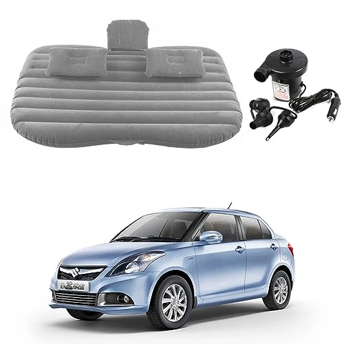 Image of Oshotto Multifunctional Car Travel Bed Mattress with Two Air Pillows, Car Air Pump Compatible with Maruti Suzuki Dzire (Grey)