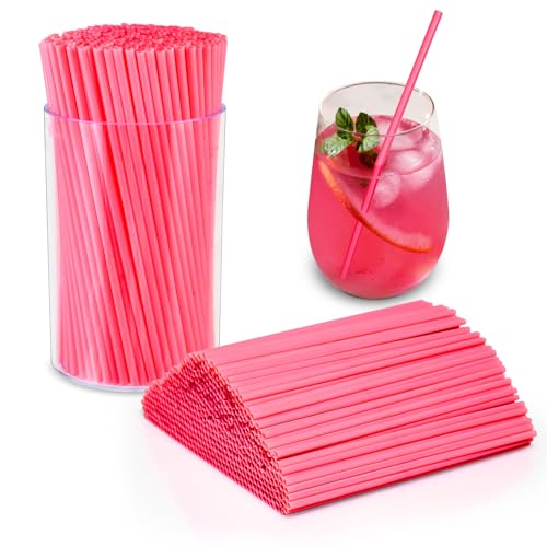 500 Pcs Neon Pink Coffee Stir Sticks Set Acrylic Stir Stick Holder Coffee Stirrers Holder Cocktail Straws Bar Straws Drink Stirrers for Coffee Bar Cocktail Tea Juice Party Supplies Restaurant Decor