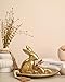 WONDROUS' DECO Wooden Golden Easter Bunny Figurines, Small Decorative Easter Bunny Statue Set of 2, Vintage Rabbit Table Home Decoration