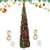 Kerstboom Met Verlichting,Met Glitter Kunstkerstboom LED Kleurrijke Verlichting - 1.5 Meter Realistische Decoratie Voor Binnen en Buiten Op Tafel