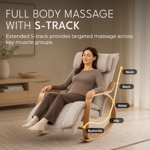 Image of CULT Rocking Recliner Massage Chair | 2-in-1 Massage & Rocking Chair | S-Track Full Body Massage| 135 Recline | 5-Level Adjustable Leg Rest | Waist Heating | Remote Control
