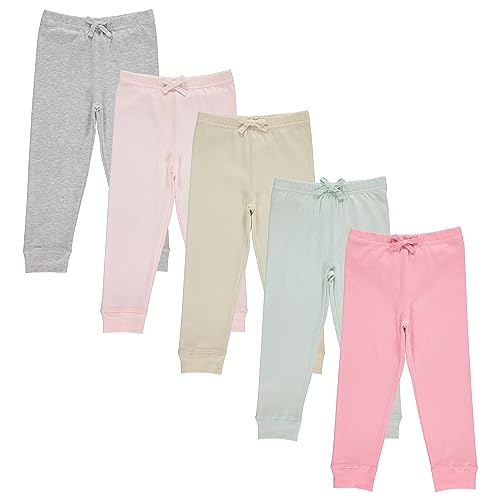 Cudlie 5-Pack Baby/Toddler Girls Joggers - Lounge Pants, Active Sweatpants Sweats - Fashion Joggers for Girls