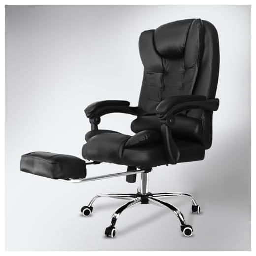 Kepler Brooks Office Ergonomic Chair | 3 Years Warranty | Chair for Office Work at Home, Recliner Chair, Study Chair, Gaming Chair with Padded Arms & Leg Rest - Italia Premium - Black - Faux Leather