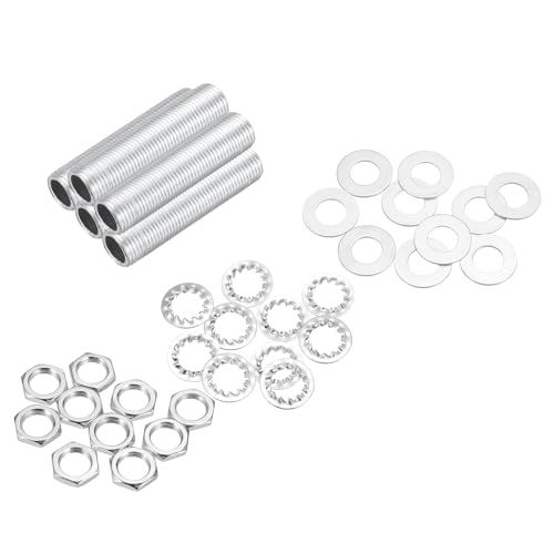 Image of MECCANIXITY 35Pcs 0.8 inch Lamp Pipe Kit with Nuts Washers 1 /8IP Thread Fasteners Assortment for Chandelier Ceiling Light Repair Assembly DIY Hardware