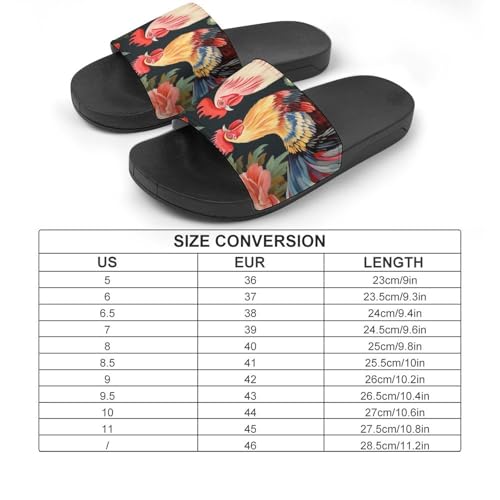 Rooster And Flowers House Sandals Non-Slip Bathroom Slippers Beach Summer Shoes for Men Women2