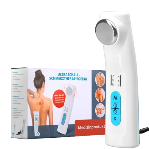 Sanicur Dispositivo Per La Terapia Del Dolore Ad Ultrasuoni, Dispositivo Medico Certificato, Efficace Per Dolori Muscolari, Artrosi, Stiramenti E Tensioni, Con Gel Ad Ultrasuoni, 3 Livelli Di