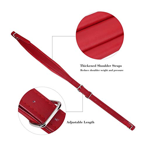 01 02 015 Akkordeon-Schultergurte, 1 Paar Verstellbare, Verdickte Pu-Leder-Akkordeon-Schultergurte 83-110 Cm / 32,67-43,31 Zoll Weiche, Verschleißfeste Akkordeongurte für 16-120 Bass-Akkordeons(rot)