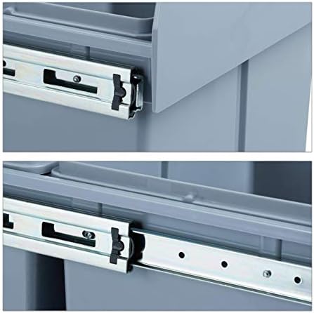 Relaxdays Built-In Kitchen Bin, Pull Out, 15 L, Plastic Waste Separation System, HWD 35 x 34 x 48 cm, Grey