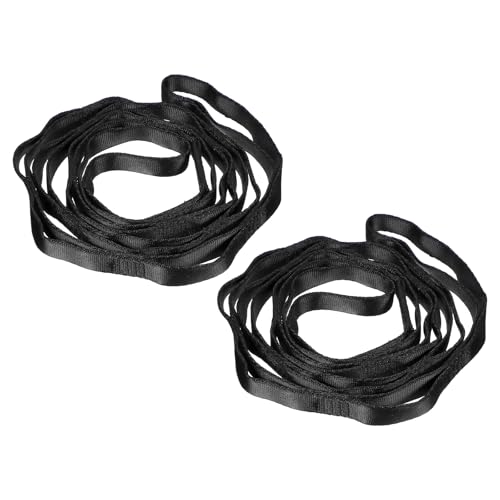 PATIKIL 22KN Adjustable Daisy Chain Yoga Extend Belt 1.8M, 2 Pcs Nylon Climbing Sling Straps for Home Workout Exercise Pilates Gymnastics, Black