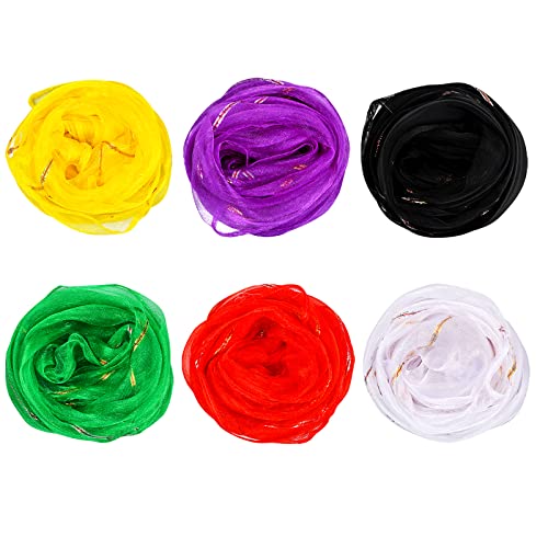 kissral Foulard de Jonglage 6 Pièces Multicolores Écharpes à Jongler Foulards Carré de Danse Rythmique 60 x 60 cm Cover