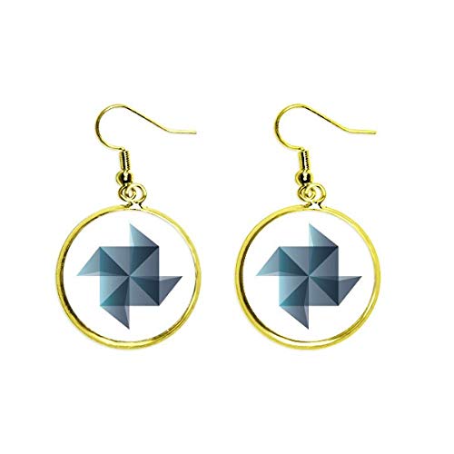 Pendientes dorados geométricos de estilo molinillo de viento para eventos 1
