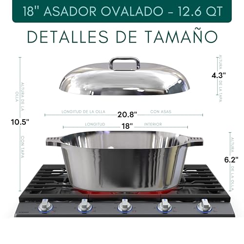 Magnaware Horno Holandés de Aluminio Fundido – Olla Ovalada Ligera con Tapa para Familias & Fiestas – Distribución Óptima del Calor para Cocción Lenta, Horneado & Platos Cajún – 12L - imagen 3