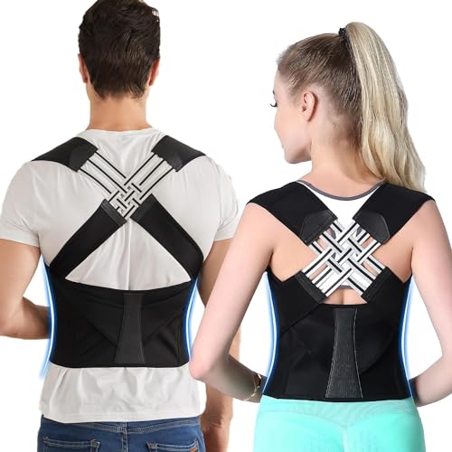 Image of Posture Corrector for Men & Women | Adjustable Webbing Design | Spine & Shoulder Support | Back Pain Relief | Medium Size Back Straightener | Backbone Straight Belt | Comfortable & Breathable