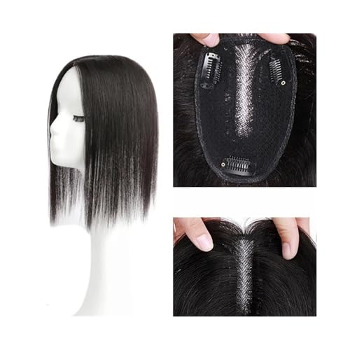 Toppers de cheveux humains pour femmes - Postiche cheveux raides brésiliens 9x14 cm sur dentelle