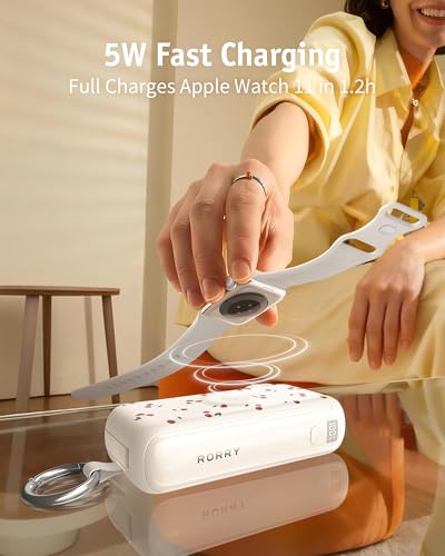 Image of RORRY Flow Portable Charger 10000mAh 40W Wall Plug Power Bank Battery Pack | Built-in USB-C Cable, Keychain Design, Fast Charging, for iPhone 17 /16 /15, Apple Watch, iPad, 3-in-1, Travel Essential