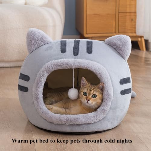 New Deep Sleep Comfort in Winter Cat Bed Iittle Mat Basket Small Dog House Products Pets Tent Cozy Cave Nest Indoor Cama Gato (Pink,15.7''X15.7''X12.6'') - Thumbnail 5