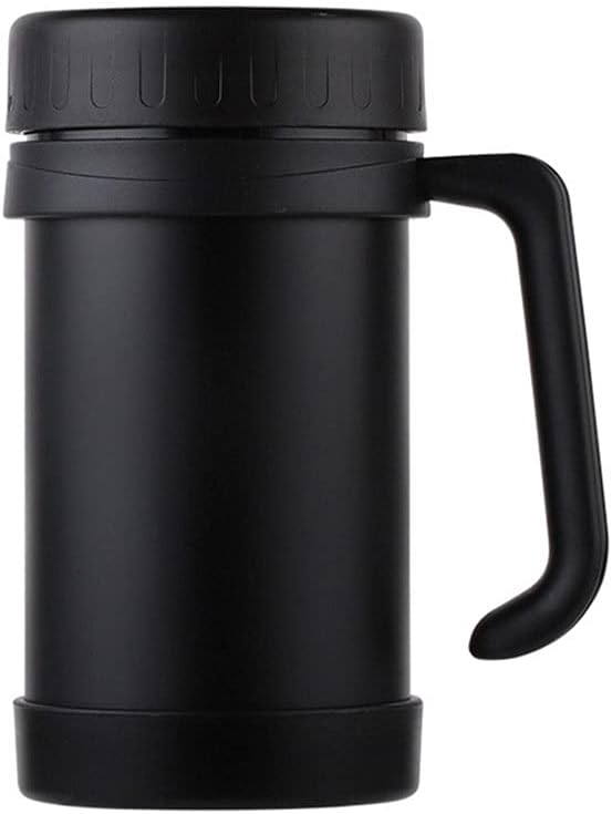 Thermo Mug Stainless Steel Vacuum Flasks With Handle Thermo Cup Office Thermoses for Tea Insulated Cup Black+Silve(Svart)