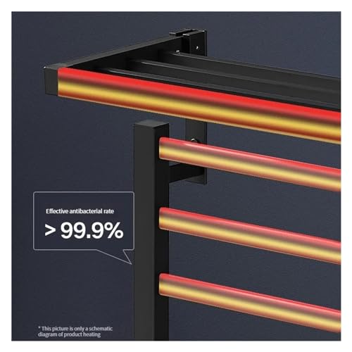 Toallero eléctrico de 1/2 Capas, Dispositivo de Secado rápido para Inodoro con Temperatura Constante, radiador Calefactor para baño (2 Layers Black Right)