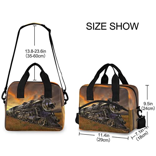 Keceur Beautiful Steam Train Lunch Bag For Women/Men,Insulated Lunch Box Cooler Bag For Boys Girls,Collapsible Leakproof Lunch Bag With Adjustable Shoulder Strap For Work Office School Picnic Beach #TOP2