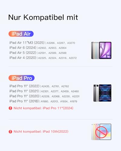 Inateck Tastatur Hülle für iPad Air 11 M4 /M3/M2, Freitragender Ständer – Ansicht 2