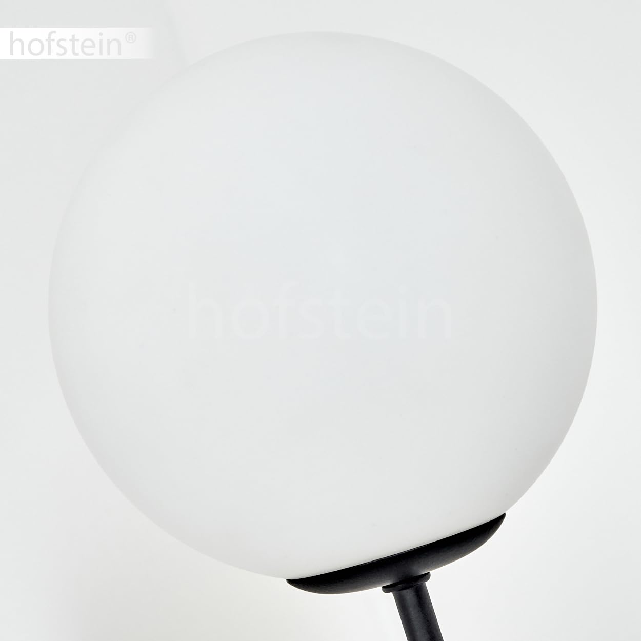 Stehleuchte Bernado, dimmbare Stehlampe aus Metall/Glas in Schwarz/Milchglas, Standleuchte mit Glaskugeln (Ø 12 cm), Höhe 174,5 cm, stufenlos dimmbar über Fußschalter, 5 x G9, ohne Leuchtmittel