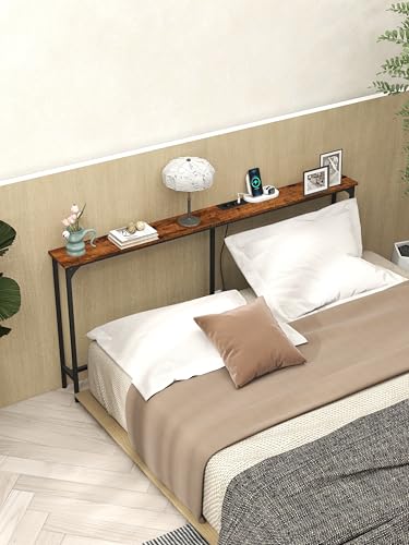 Amveya Consola Recibidor Madera 20 cm Fondo, Recibidores de Entrada, Mueble Recibidor Entrada, Mesa Alta de Estilo Industrial con 2 enchufes y 2 interfaces USB - imagen 6