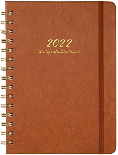 2022 Planner - Weekly, Monthly and Yearly Planner with Monthly Tabs, 6.3" x 8.4", January 2022 - December 2022, Thick Paper, Brown