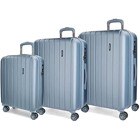 Movom Wood Blue Luggage Set with TSA Lock Cover