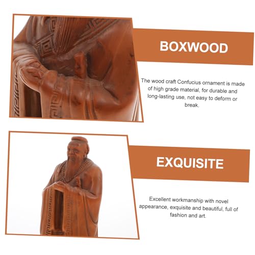 Statue Confucius bois compact pour sublimer un bureau vide sans style