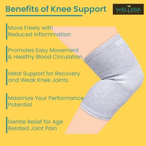Image of WELLESA Knee Cap Support for Men & Women | Pain Relief Brace | Breathable & 4-Way Stretch | Compression Knee Sleeve for Sports, Gym & Injury Recovery (WL-003, S)