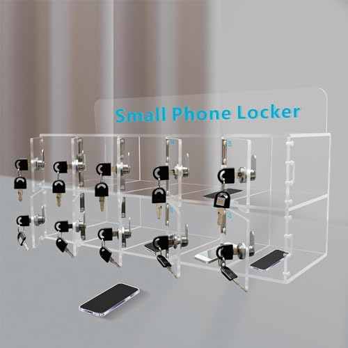 Handy-Schließfach mit 10 Fächern, Acryl-Handy-Schließfach, wandmontiertes Handy-Schließfach, durchsichtiger Handy-Aufbewahrungsschrank für das Schulbüro,Small Grid