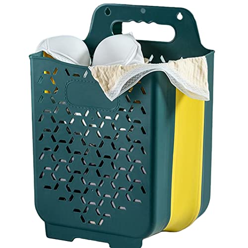 iksvmsis 50L Aufbewahrungskorb zum Aufhängen an der Wand, Multifunktions-Wäschekörbe zum Aufhängen, aushöhlen, aus Kunststoff, mit 2 Griffen, platzsparender, Faltbarer Behälter/Organizer(Color:Groß) Cover