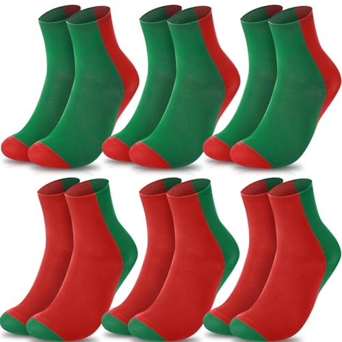 Shihanee 6 Pairs Yellow Duck Socks for Women Men Duck Lover, Ducks Themed Gifts Funny Novelty Sock Ankle Fun Crew Socks(Red and Green)
