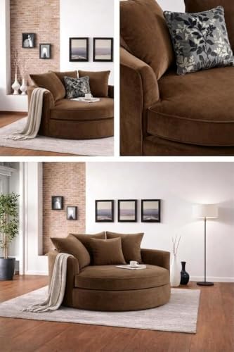 Image of SOFALIZE - Modern Barrel Accent with Pillows Round Sofa Modern Combines Contemporary Design Oversize Arm Chair Cozy Club Chair for Bedroom, Living Room, Lounge, Hotel & Office Hallways Sofa (Ten)