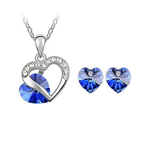 Preisvergleich Produktbild Inception Pro Infinite - Schmuckset - Herz - Herz - Damenohrringe - Strass - Halskette - Blaue Farbe