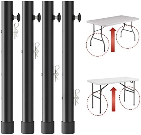 Herbert-fty Folding Table risers for Folding Tables Straight/Bent Leg, Dural Folding Table Leg Extensions 4 Levels/Heights Table Leg Extenders-All for Treating Your Back Pain(4-Pack)(17.3 in (44cm)