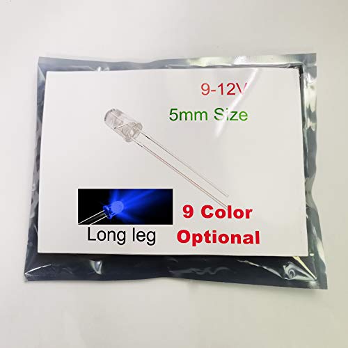 50pcs 12V 5mm Blue LED 9V - 12V Gauge Cluster Instrument Light Emitting diode