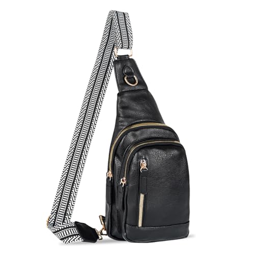Relang Sling Bag Women Crossbody Leather Black