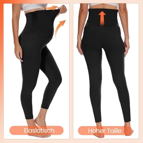 QGGQDD Thermo Umstandsleggings Damen High Waist Schwangerschaftsleggings Warme Leggings Schwangerschaft Winter für Zuhause Sport（Schwarz,M）